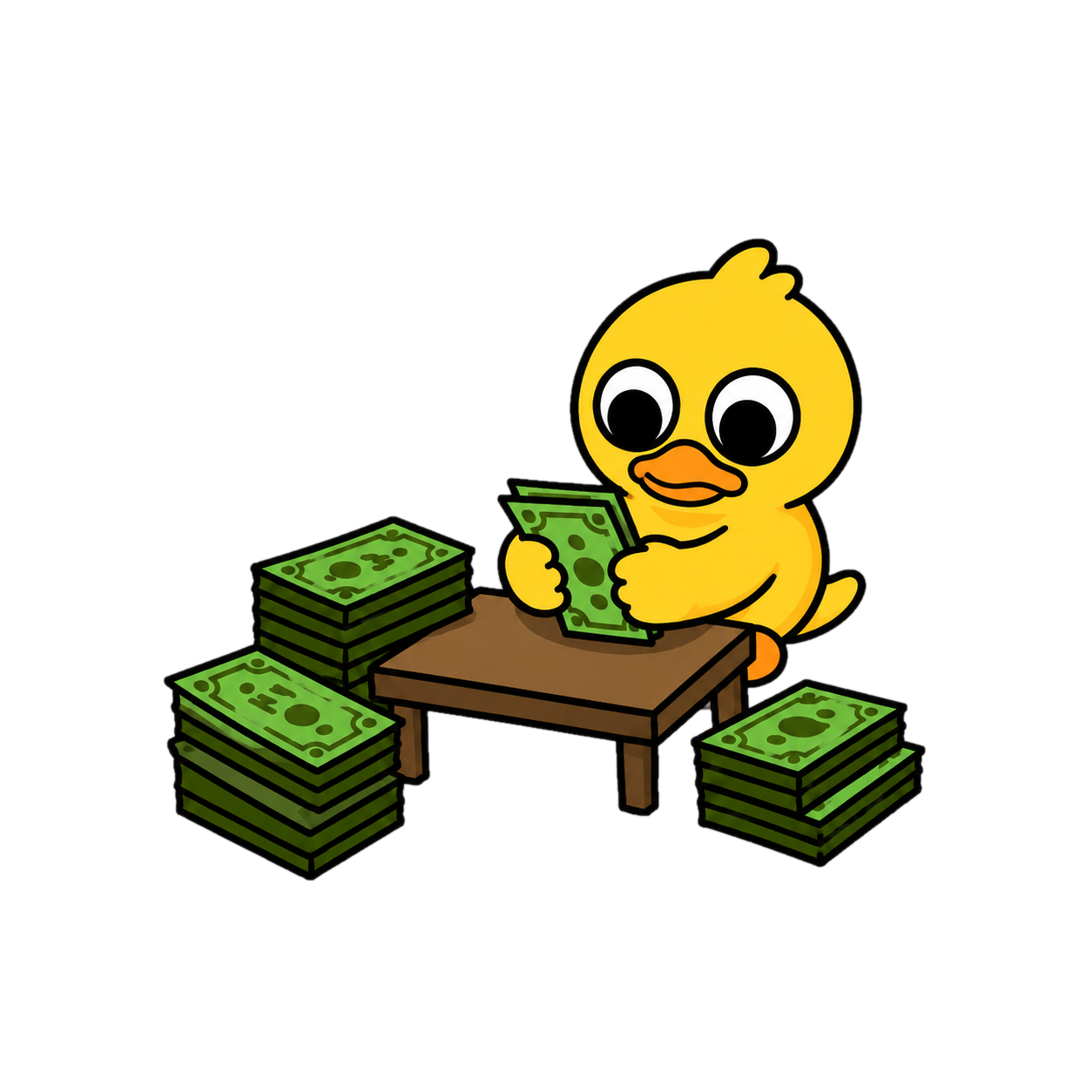 DukyRich counting banknotes at a small table